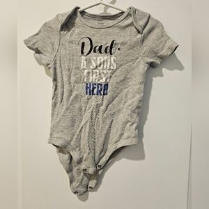 24M Gray Kids‎ Onesie DAD A SONS FIRST HERO